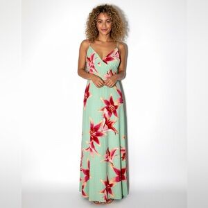 Paper Heart Anthropologie Mint Lily Linen Blend Maxi Dress
